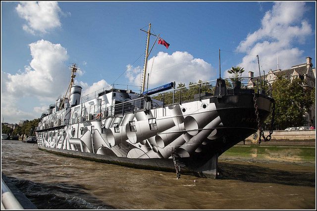 Image, warship with dazzle camouflage. 