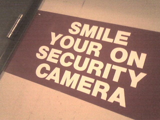 Image, Security sign with incorrect spelling.