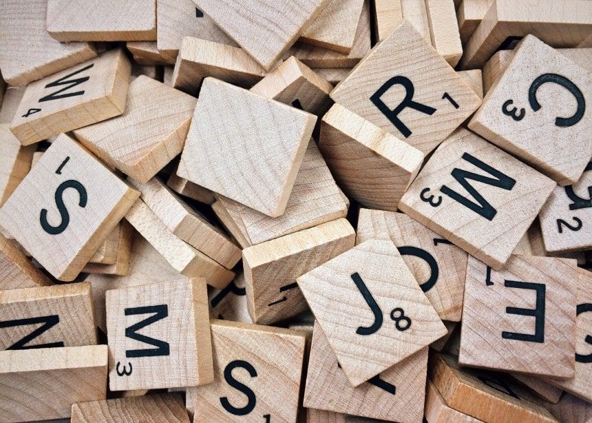 Random pile of Scrabble tiles